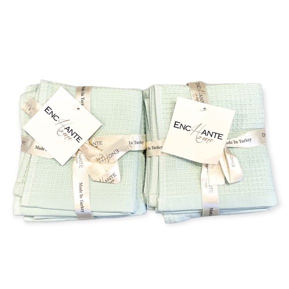 ENCHANTE HOME Ria Turkish Towel Set 8 Wash Cloth - Aqua Color NWT - Picture 2 of 3